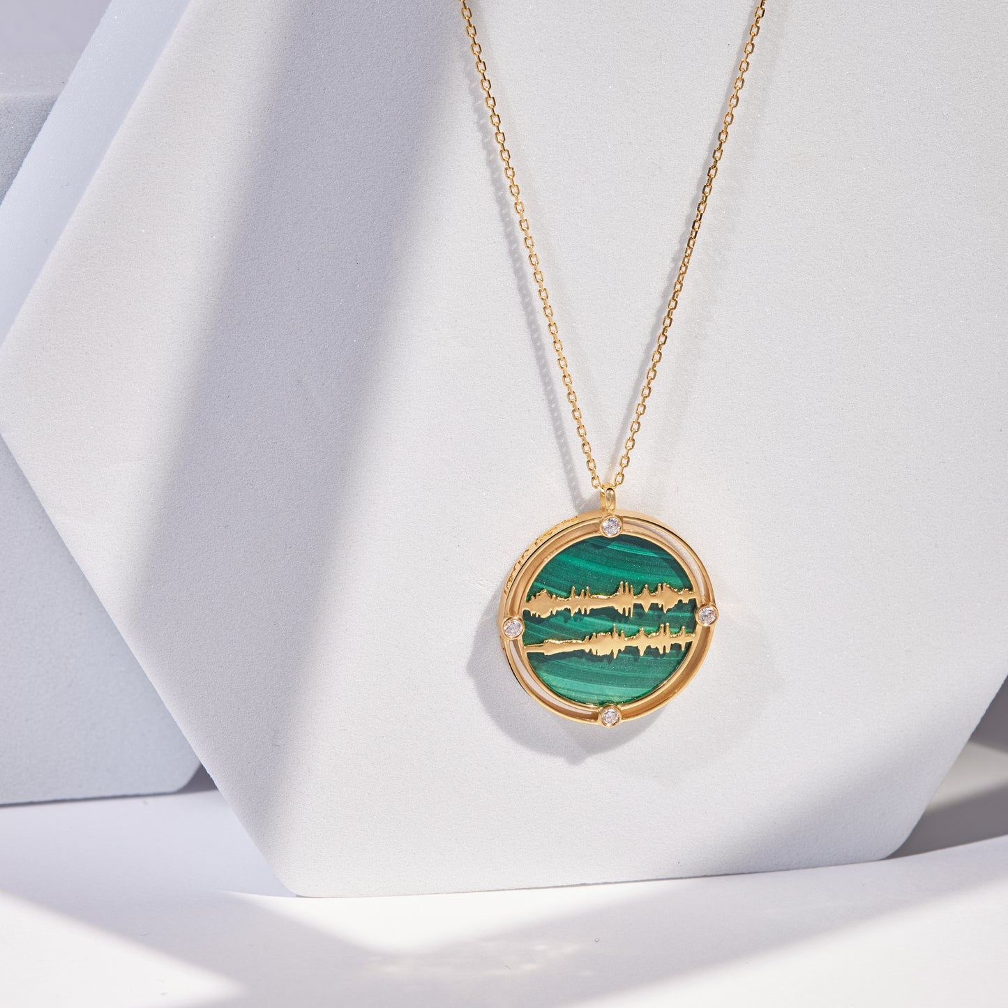 Ayat Necklace, Malachite - (واصبر لحكم ربك فإنك بأعيننا)