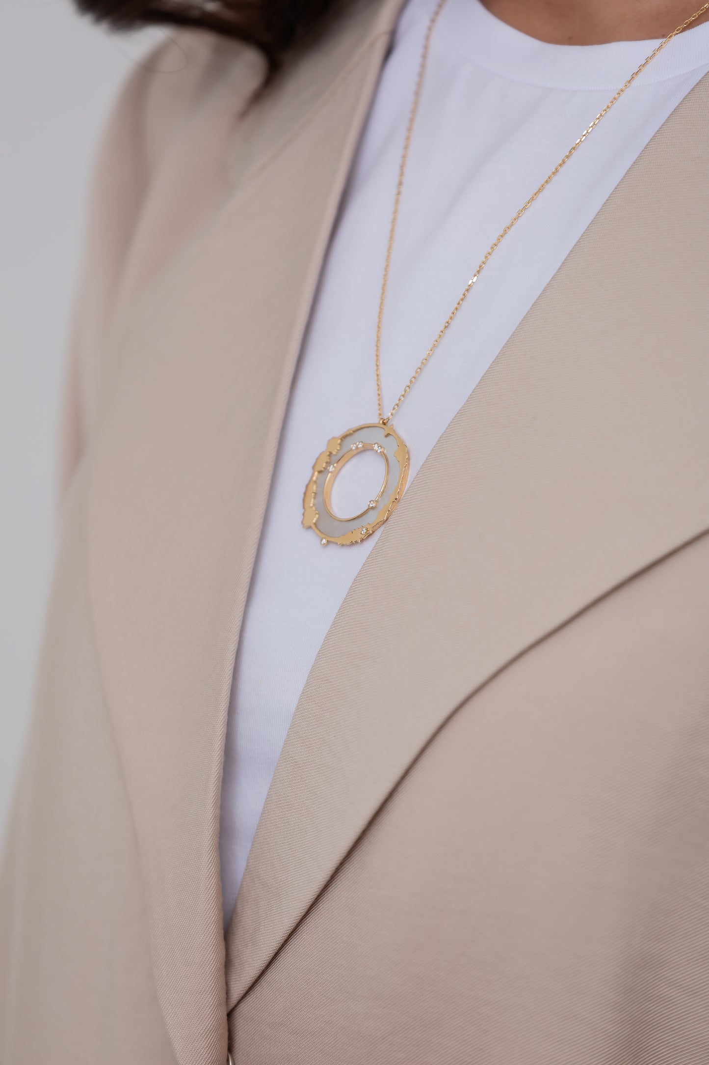 mothers day gift 18k gold necklace. mother of pearl. malachite. lapis stone.