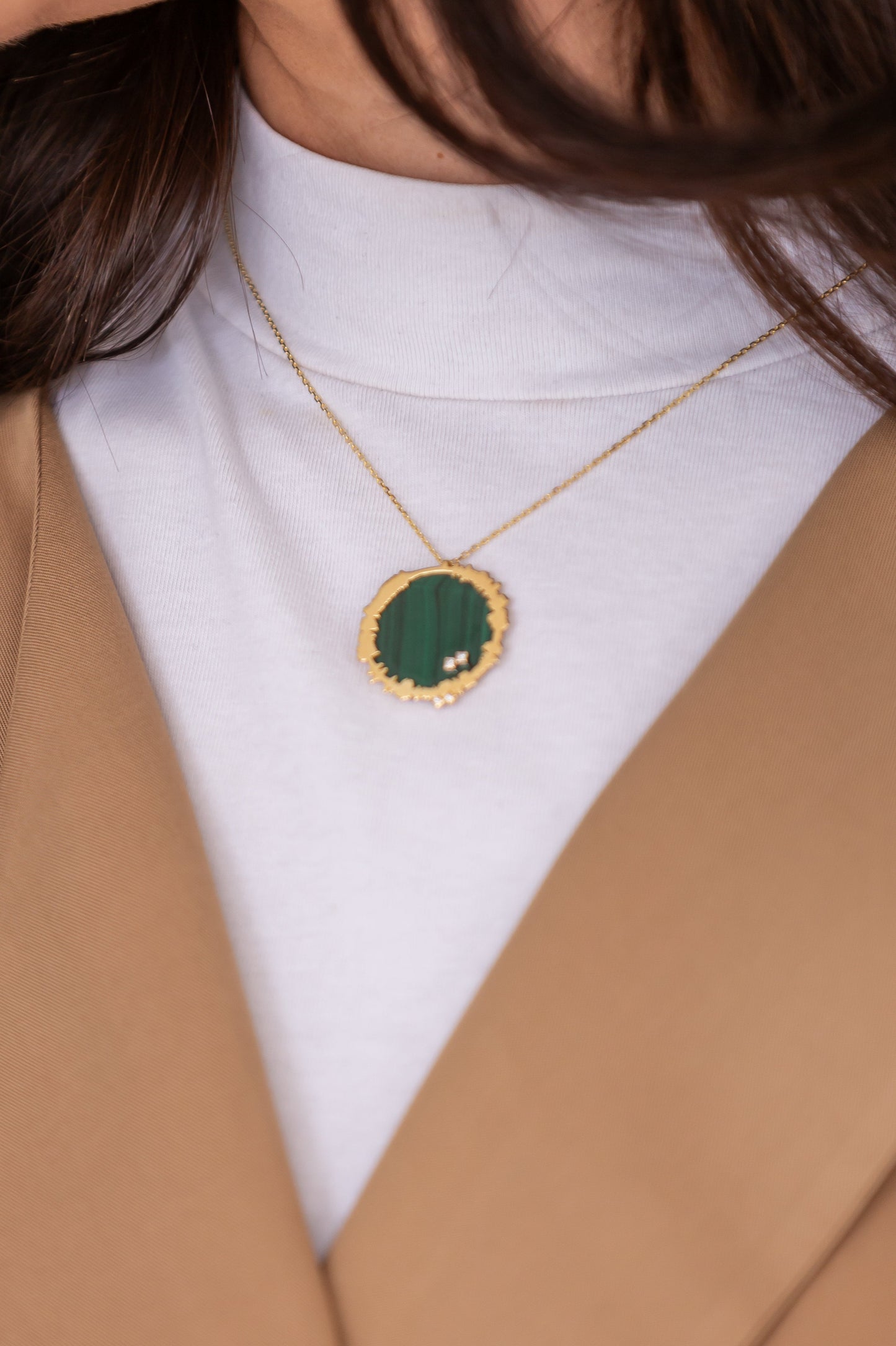 diamond on stone necklace.