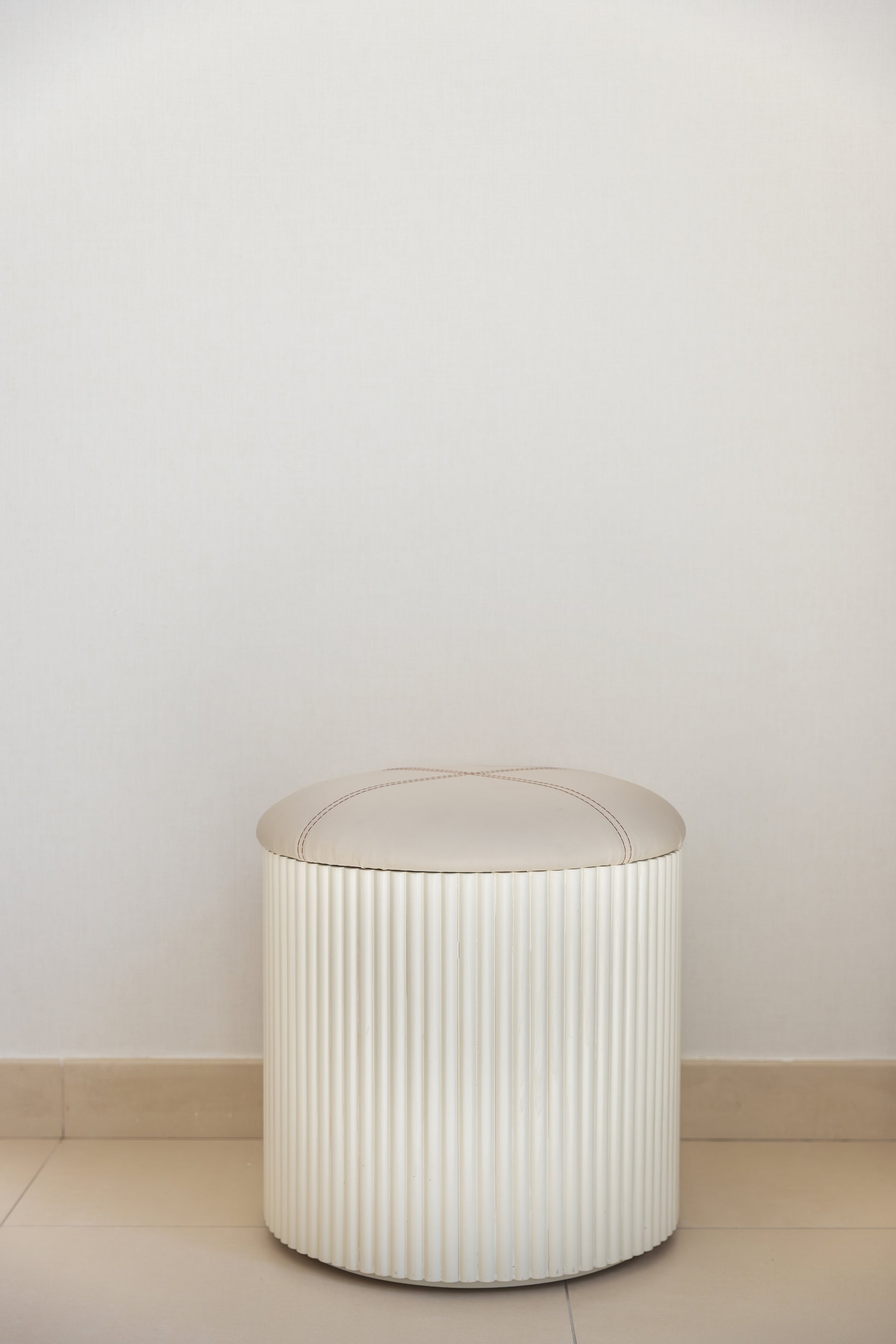 Riwaq fluted storage box also an ottoman pouf