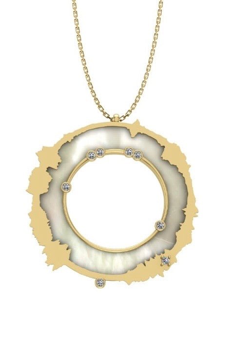 Surat Al Falaq Quraan ayat necklace. 18k gold with diamond.