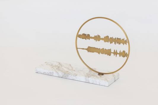 quraan sound waves artwork on marble