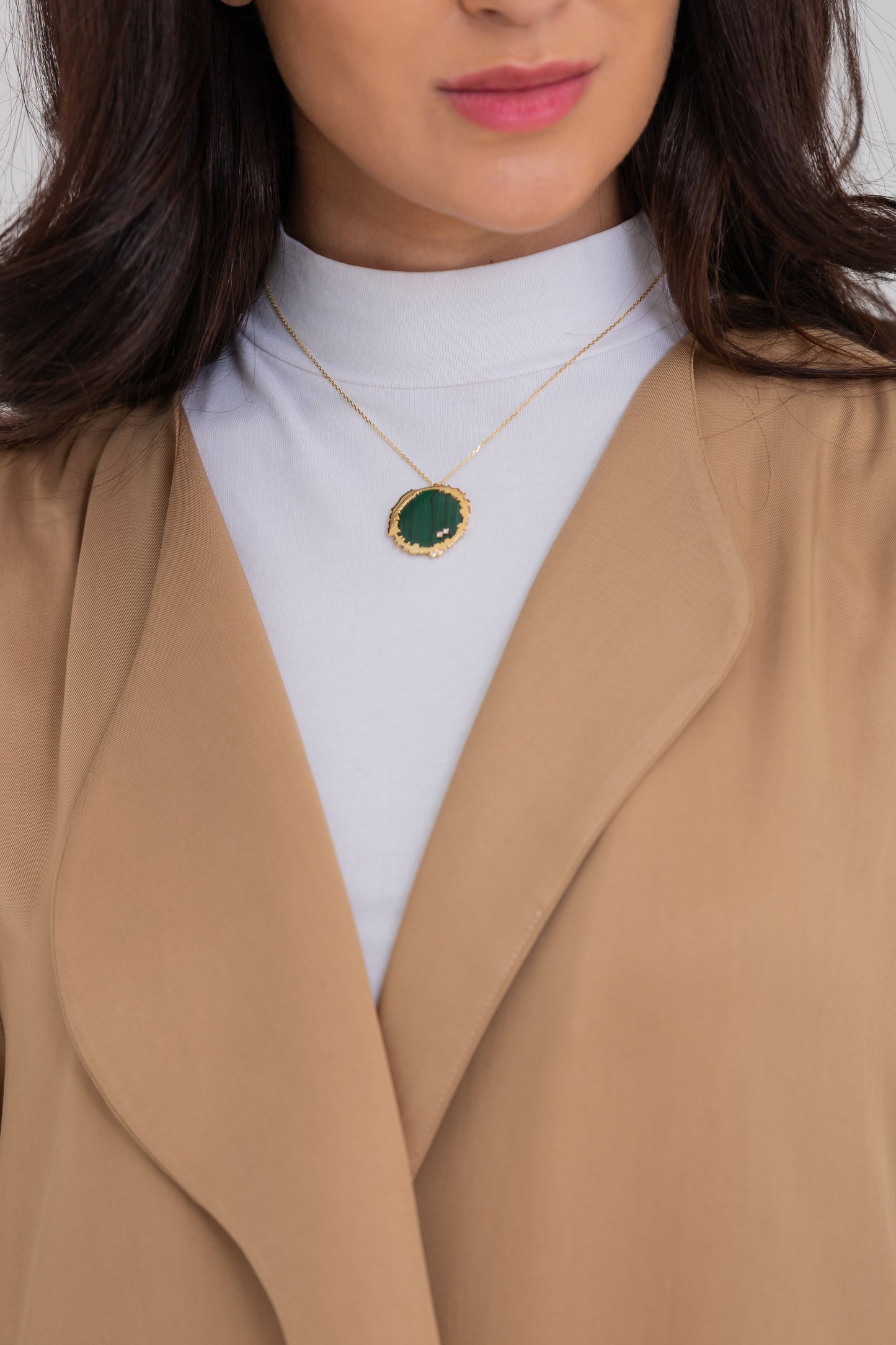 malachite stone gold necklace.