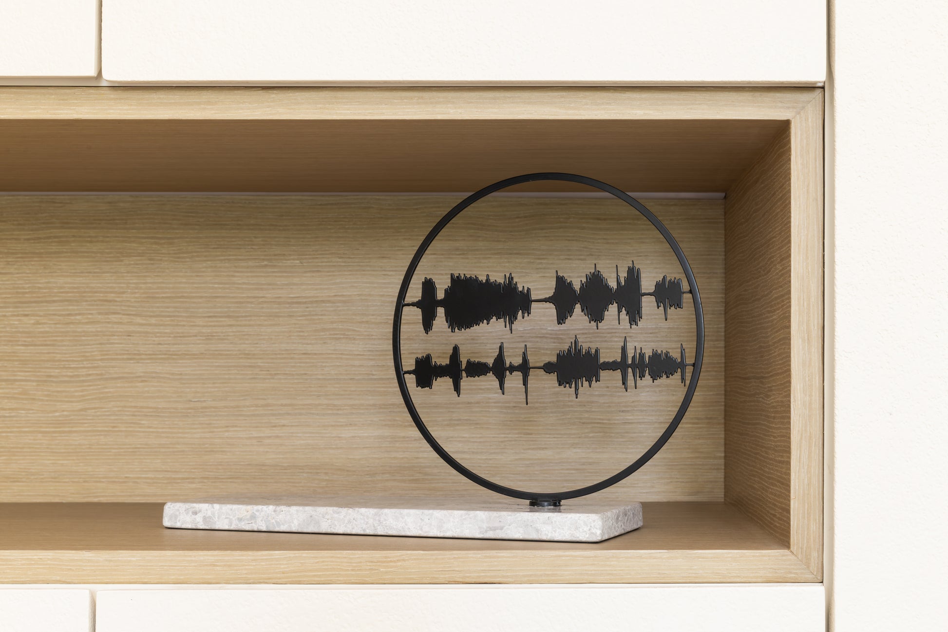 grey marble with stainless steel artifact