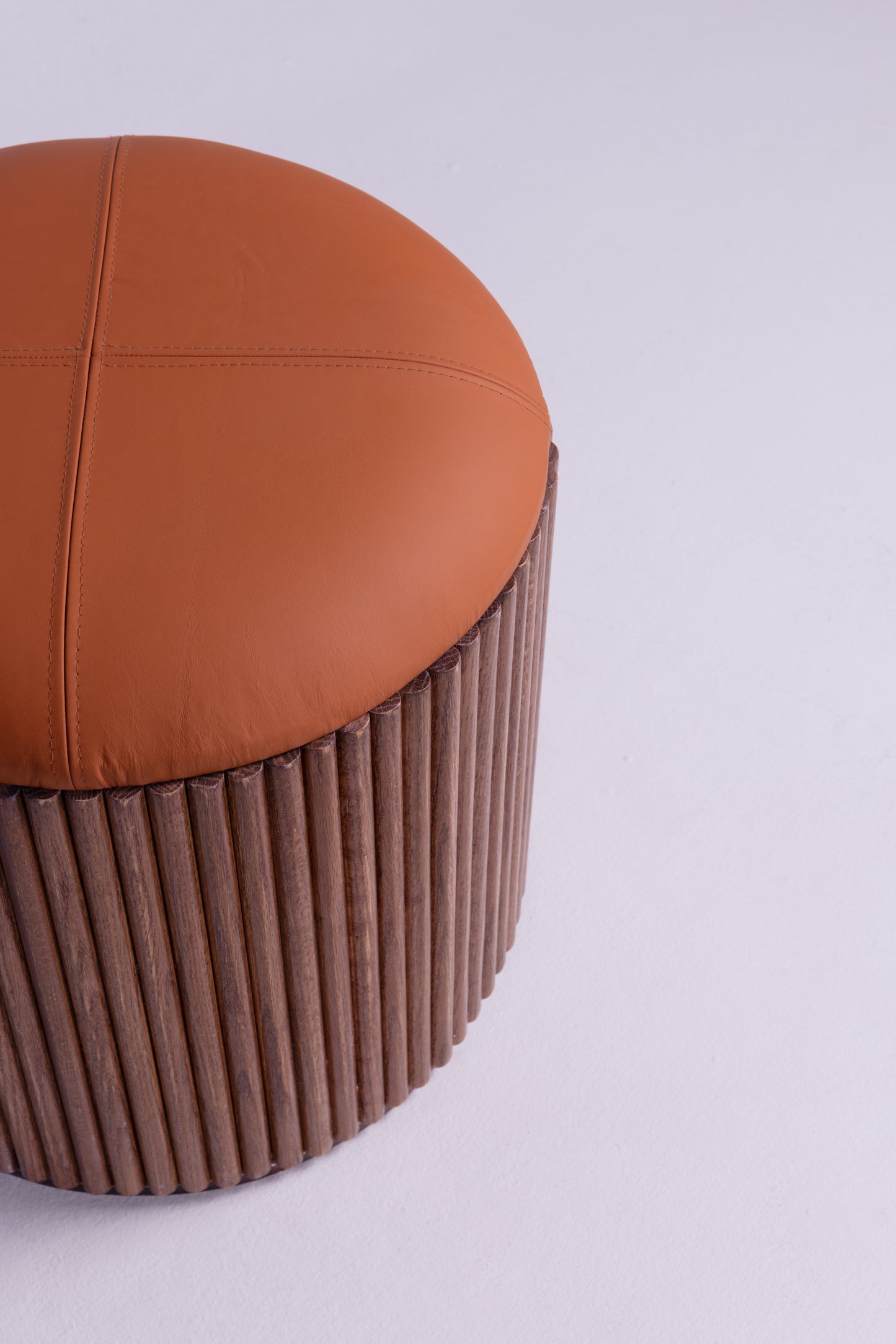 Riwaq Brown Fluted Storage Pouf