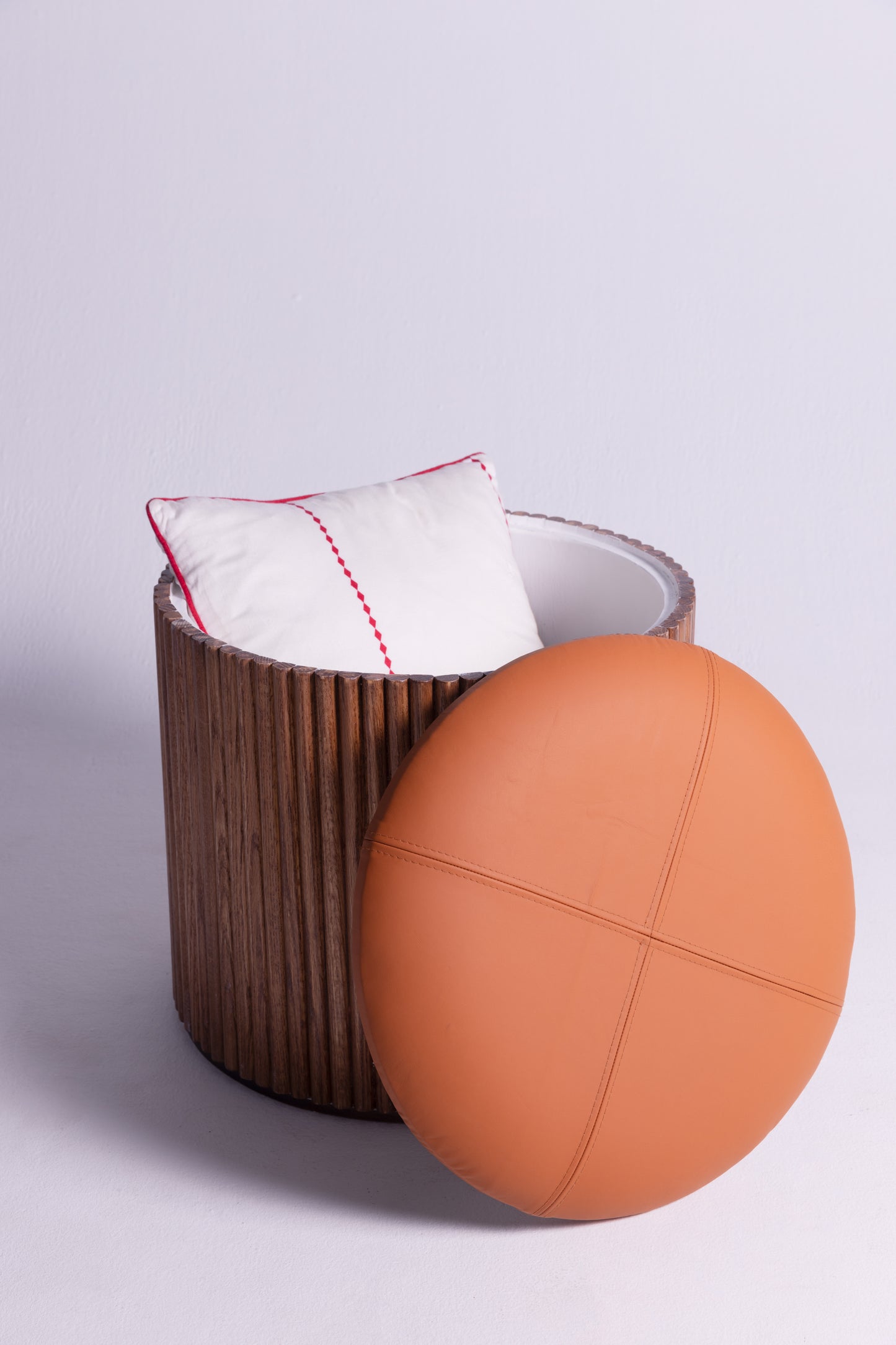 Riwaq Brown Fluted Storage Pouf