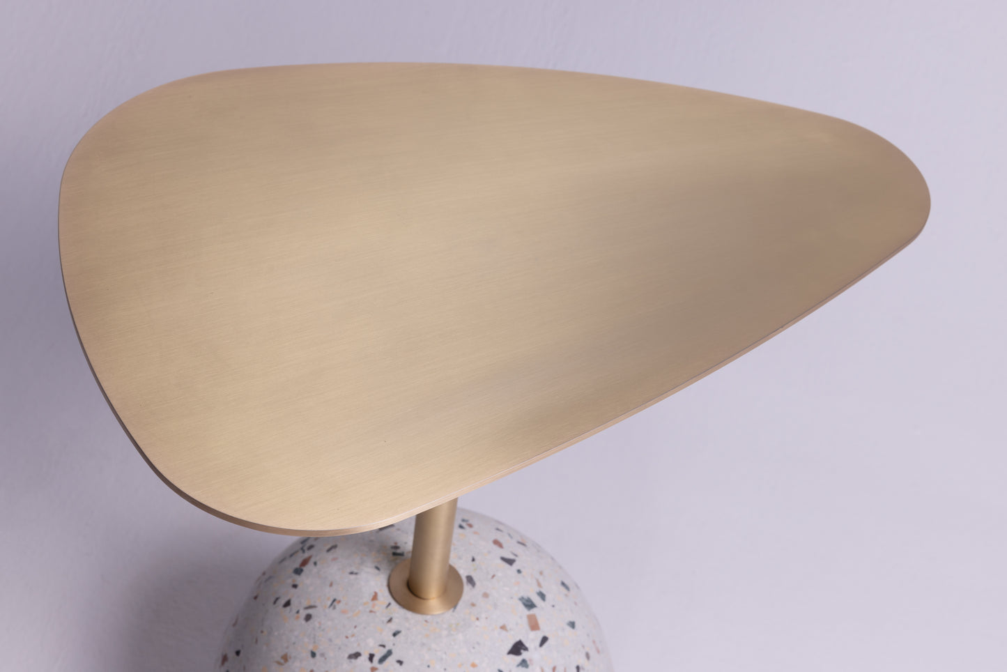 Steel Brass electroplated top of terrazzo side table