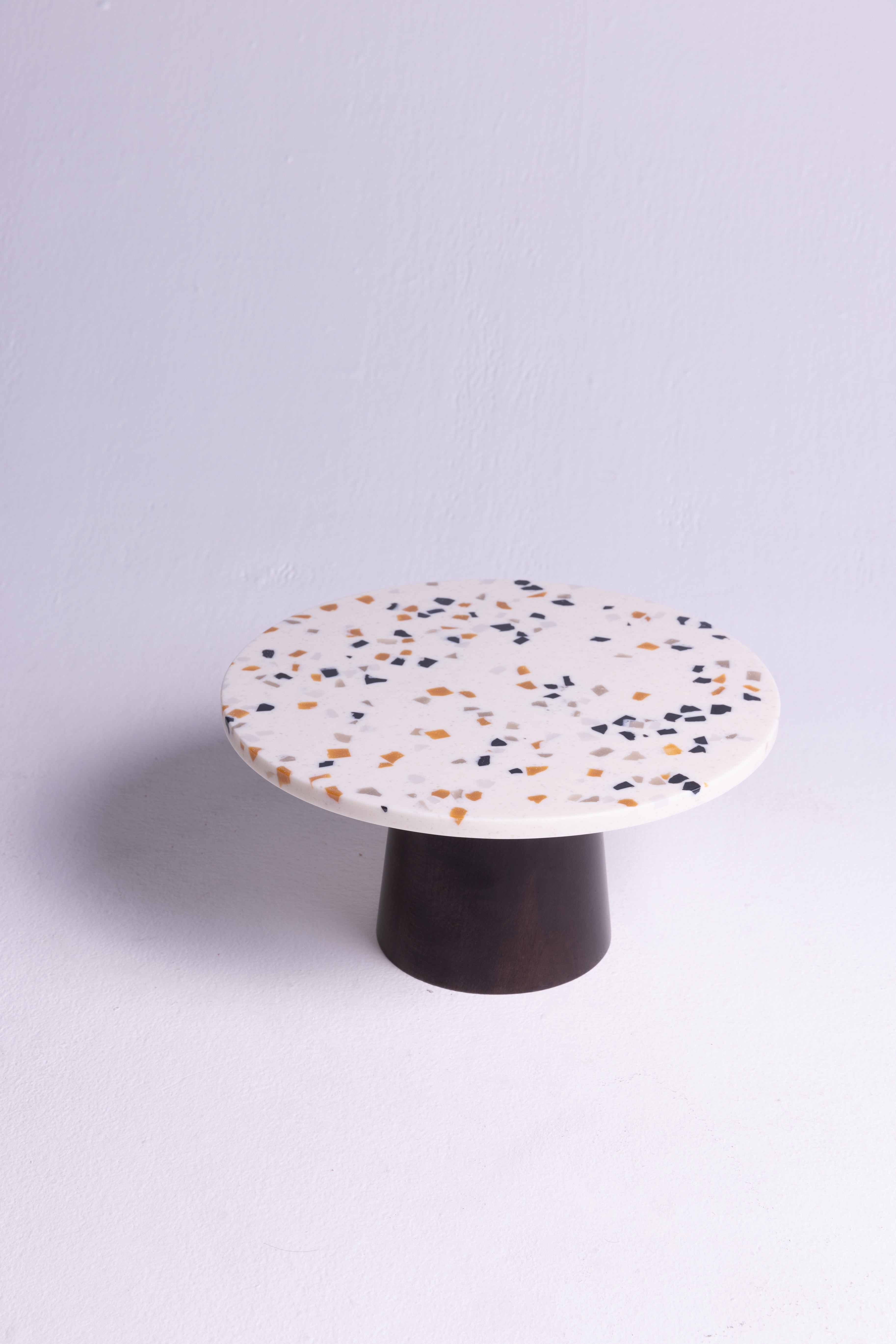 Corian Terrazzo Cake stand with wooden base