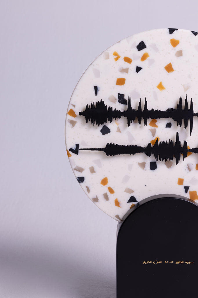 soundwaves object of art for luxury home decor made of terrazzo and steel