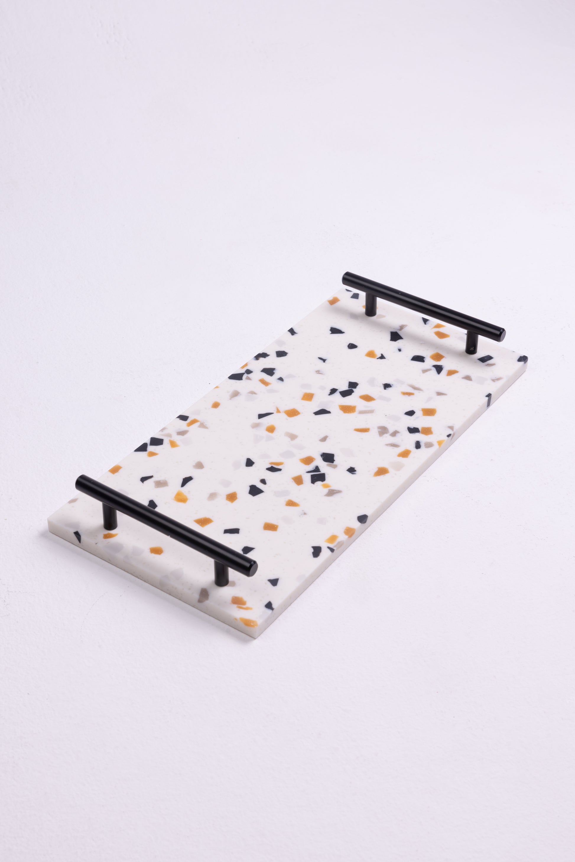 A coffee tray made from Corain material in terrazzo style